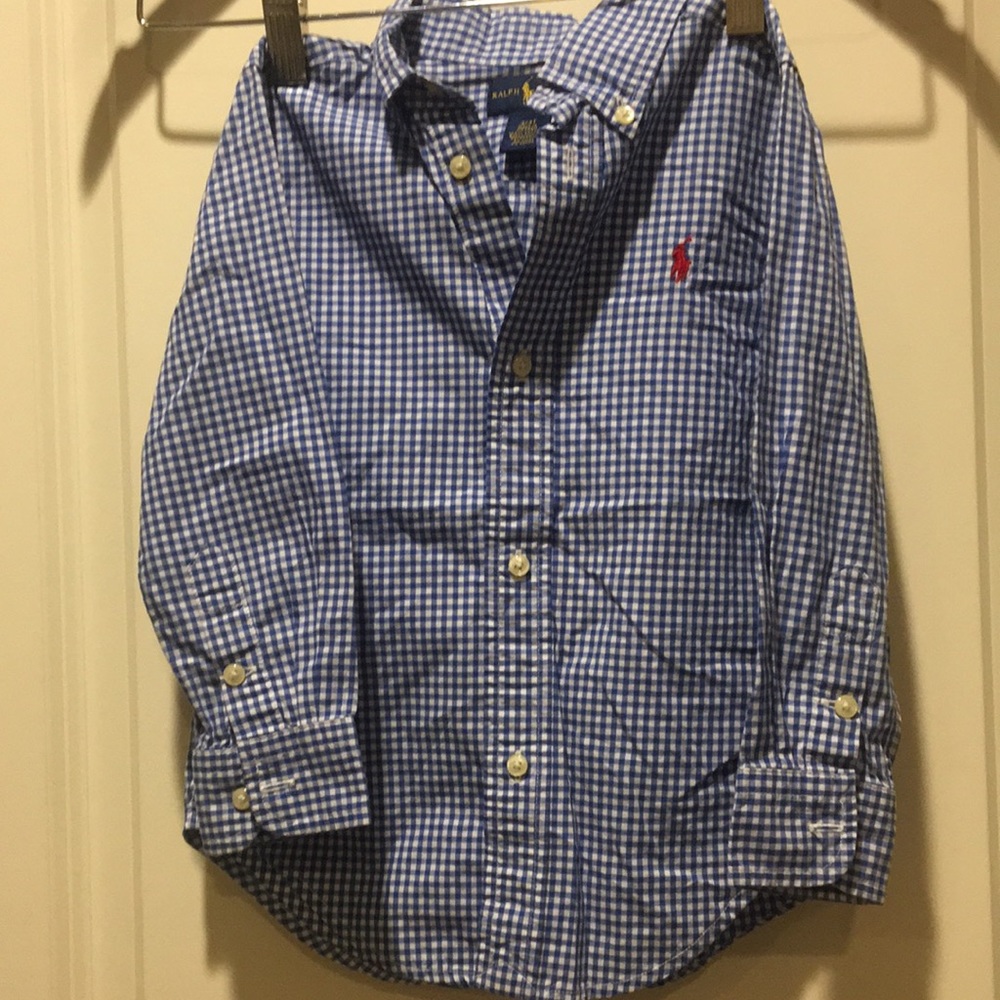 Like New!Ralph Lauren Button Down Shirt gingham checkered long sleeve size 3T